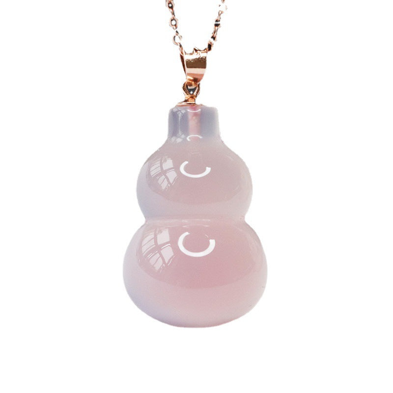 Sterling Silver Necklace with Pink Chalcedony Gourd Pendant