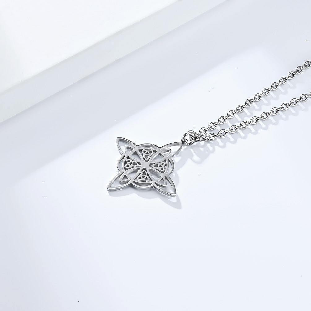 Planderful Nordic Celtic Eternal Knot Necklace Unisex Everyday Wear Durable Steel Chain