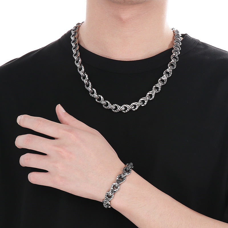 Stainless Steel Interlocking Handcuff Bracelet Punk Style