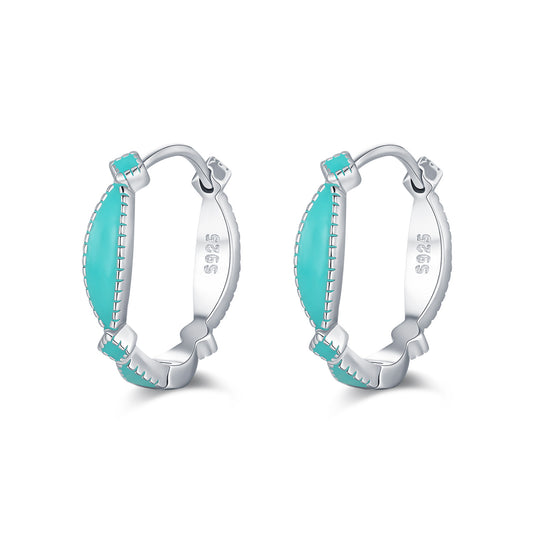 925 Sterling Silver Mint Green Geometric Enamel Earrings