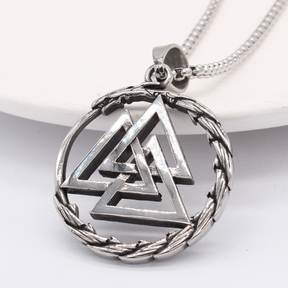 Viking Titanium Steel Pendant For Men And Unisex Retro Hollow Triangle Protection Statement By Planderful