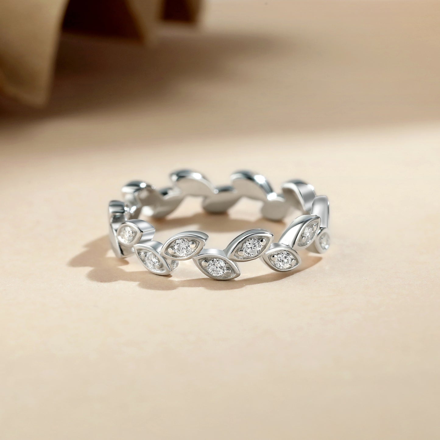 Planderful Sterling Silver Zircon Ring For Women Elegant Leaf Design Everyday Genie Collection