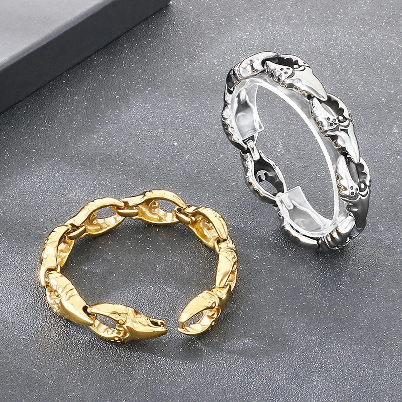 Rock Crab Claw Bracelet – Punk Vacuum Plating – Gold Clamp Titanium Steel Men's
