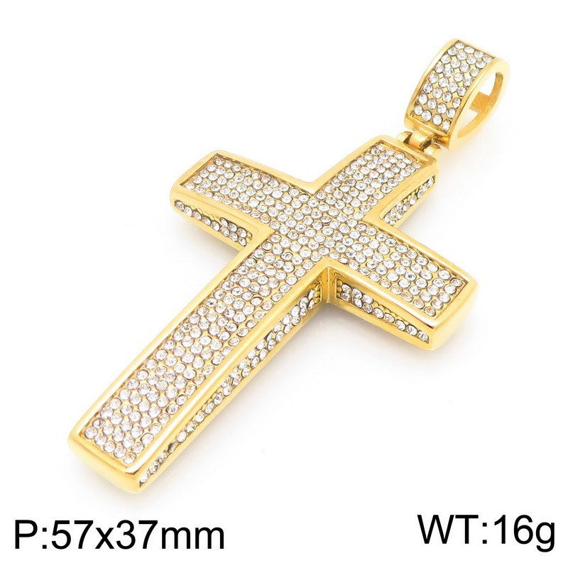 Bear Paw Pendant, Hip-Hop Three-Dimensional Double-Layer Cross Inlaid With Zircon Pendant, Titanium Steel Necklace