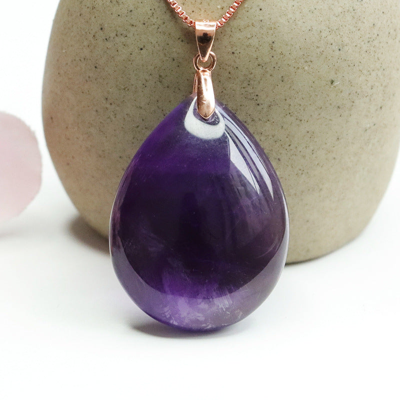 Amethyst Teardrop Silver Pendant — No Chain