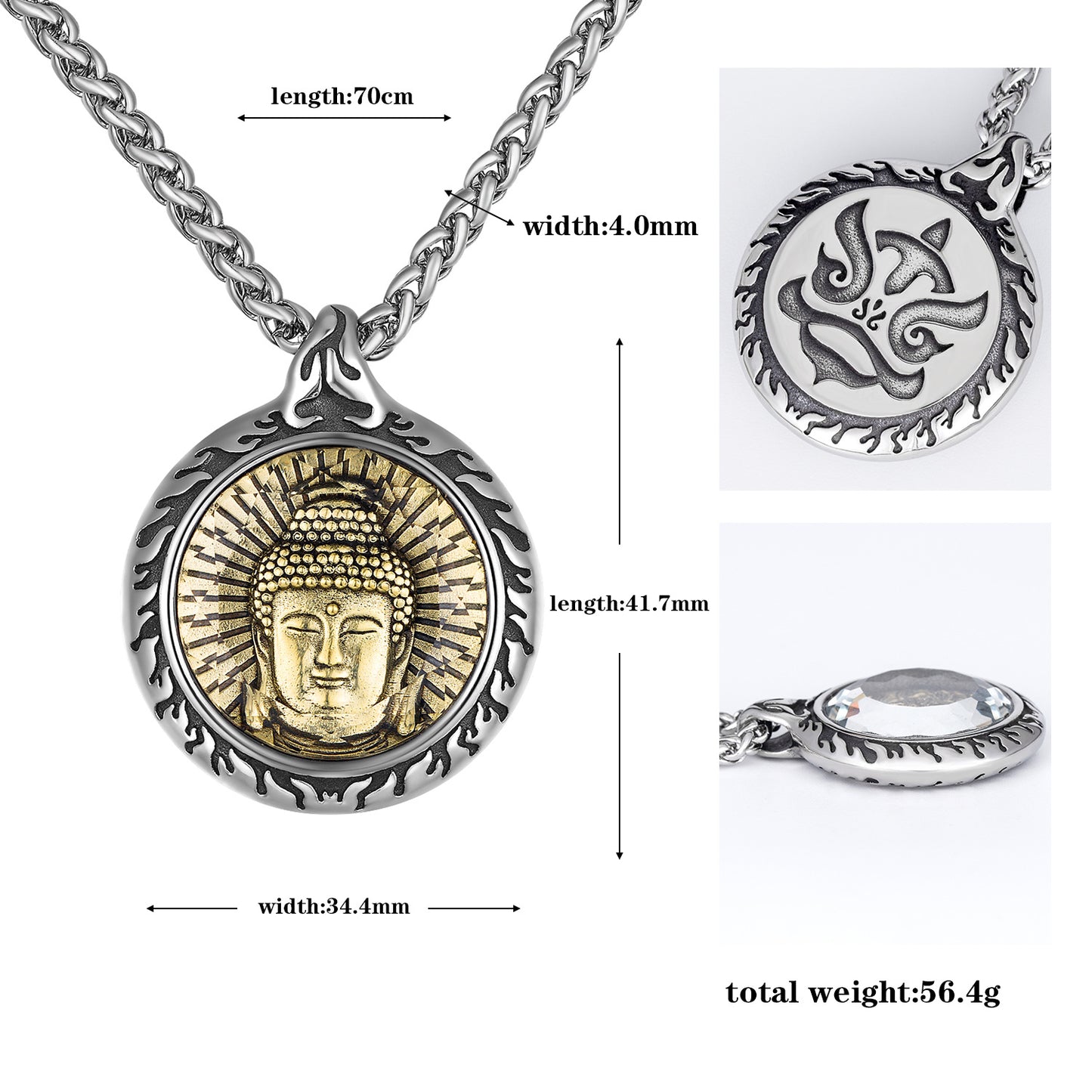 Steel Necklace – Statement Zodiac Buddha Pendant