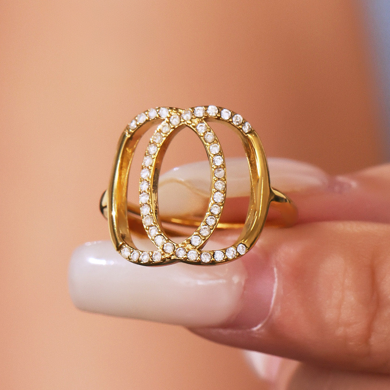 Planderful Zircon Double Circle Ring For Women Light Luxury