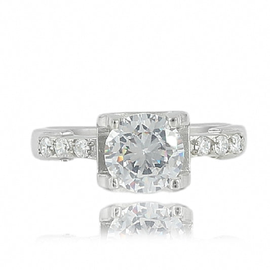 Fashionable Titanium Steel Ring with White Stone Inlay - Unique Gift for Her