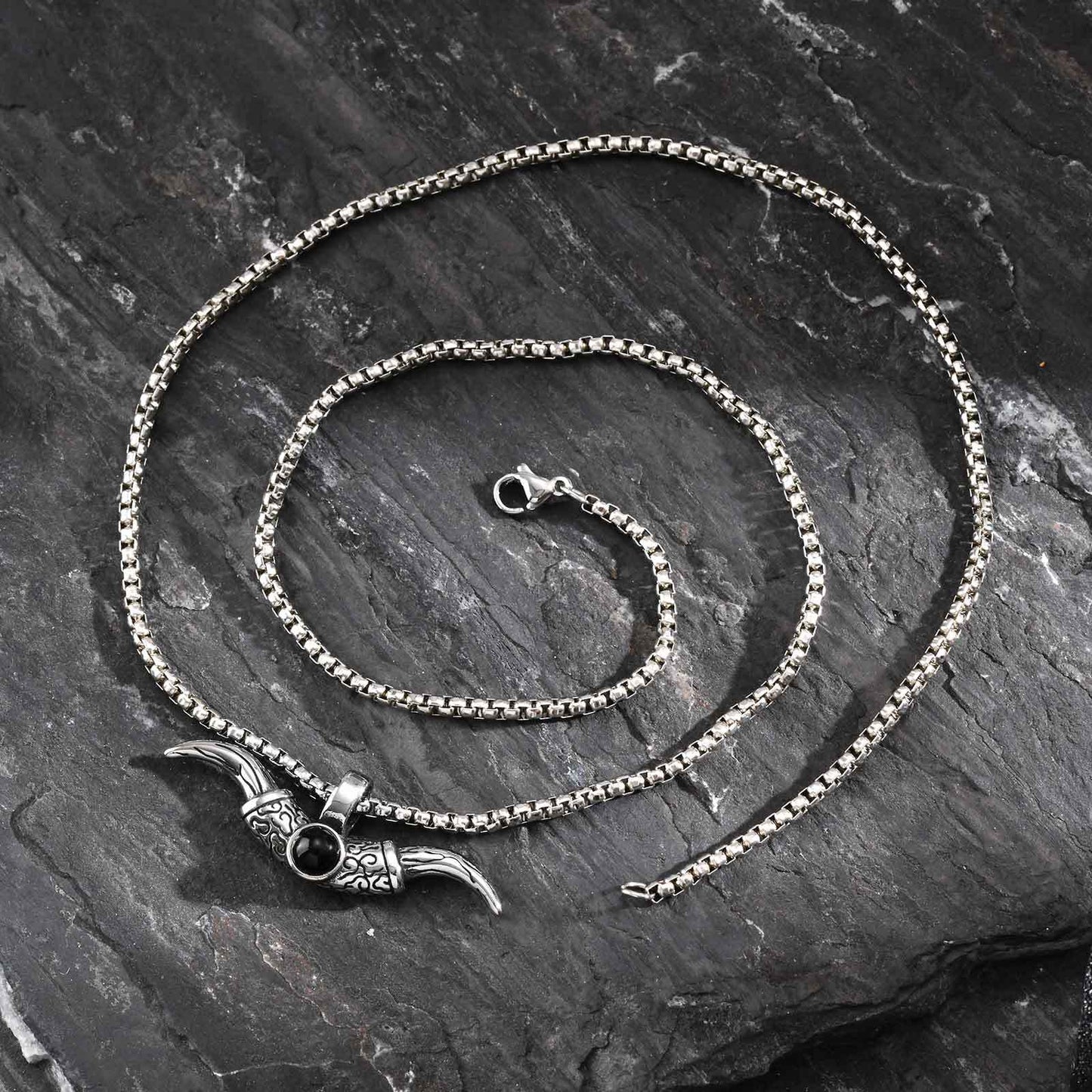 Planderful Shop Bold Stainless Steel Horns Pendant For Men