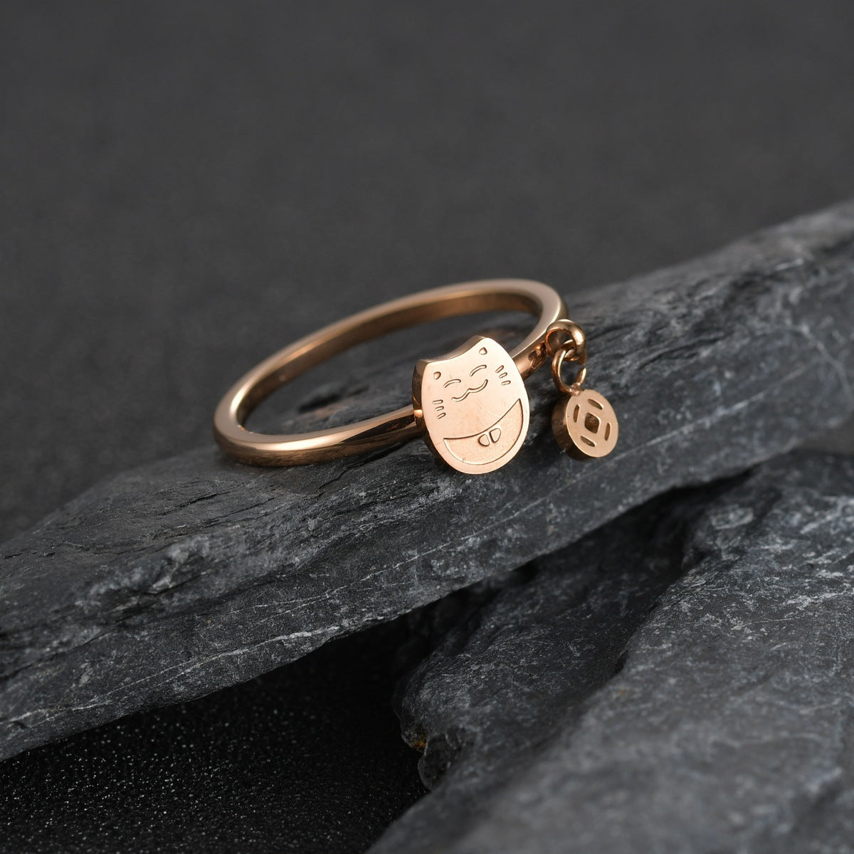 Lucky Cat Butterfly Rose Gold Ring - Everyday Genie Collection