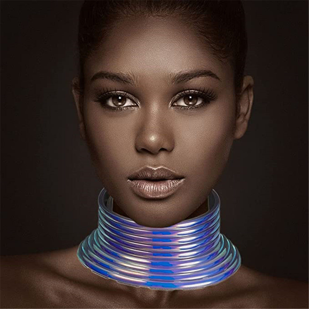 Tribal-inspired Chunky African Leather Collar Necklace