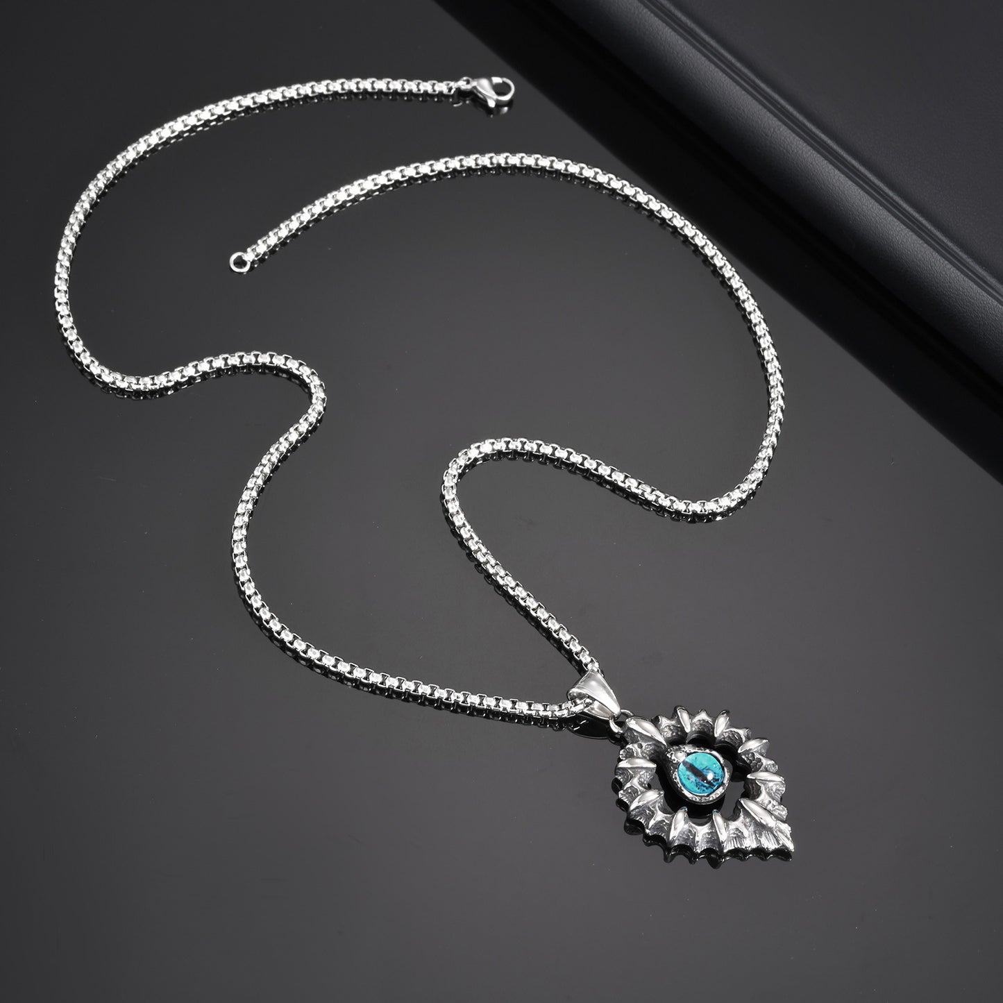 Men's – Stainless Steel Devil's Eye Pendant Necklace – Titanium Steel