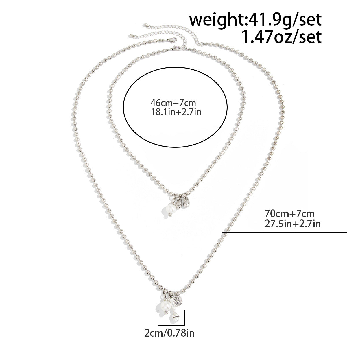 Pearl Teardrop Double-Layer Long Necklace