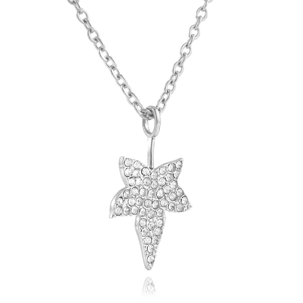 European And American Stainless Steel Leaf Pendant Necklace