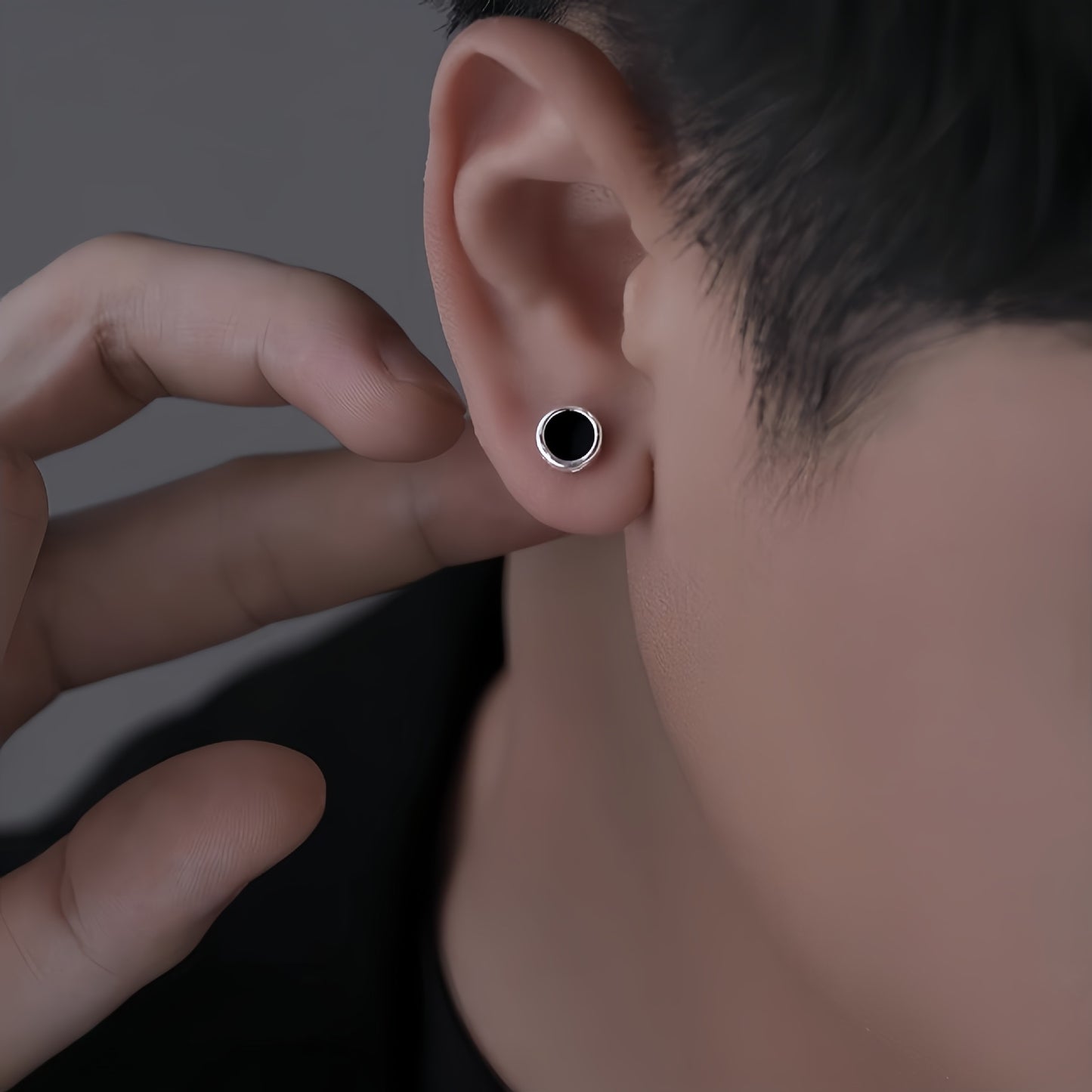 New 999 Sterling Silver Stud Earrings for Men Trendy