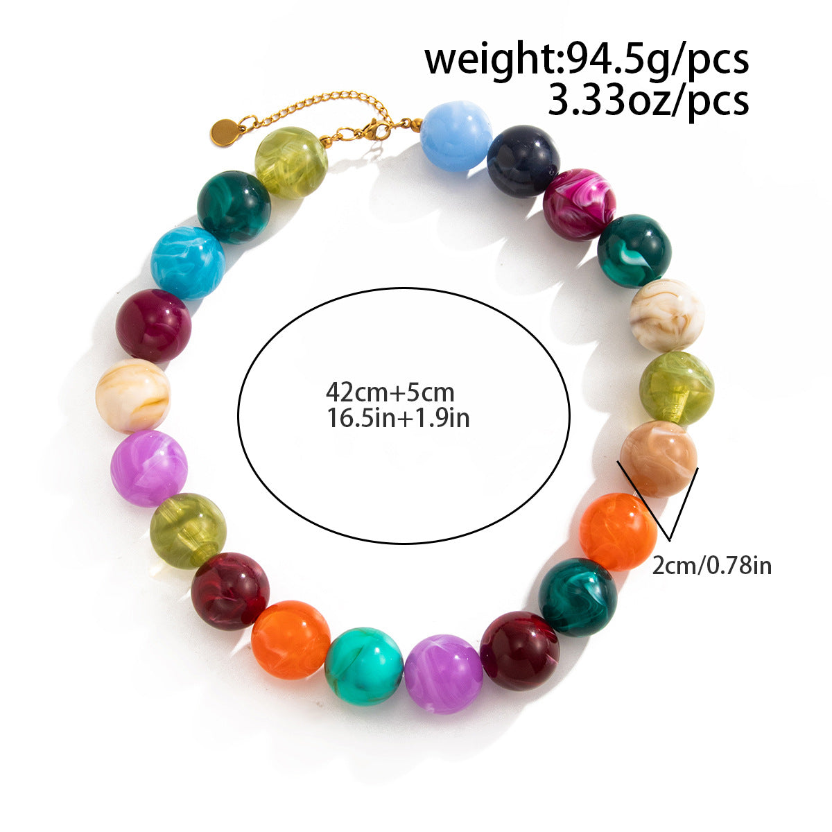 Color-Smudged Bead Collarbone Necklace