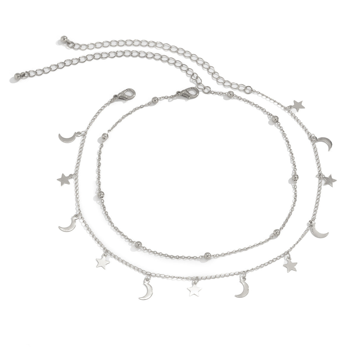 Planderful Vienna Verve Star Moon Fringed Necklace For Women Geometric Bead Collarbone Statement Jewelry