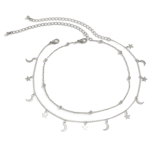 Planderful Vienna Verve Star Moon Fringed Necklace For Women Geometric Bead Collarbone Statement Jewelry