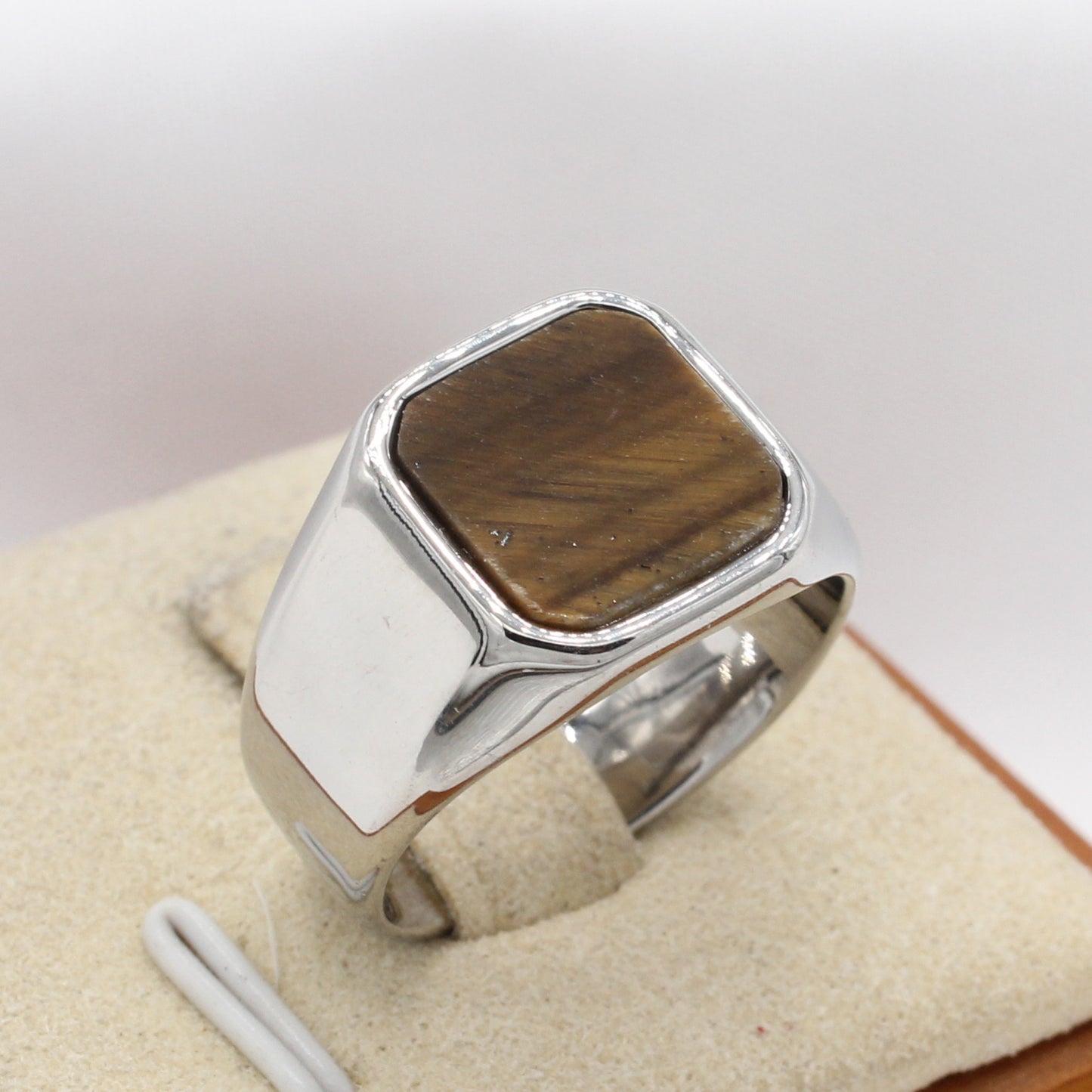 Unisex Square Gemstone Titanium Steel Ring Planderful Everyday Genie Protection Statement