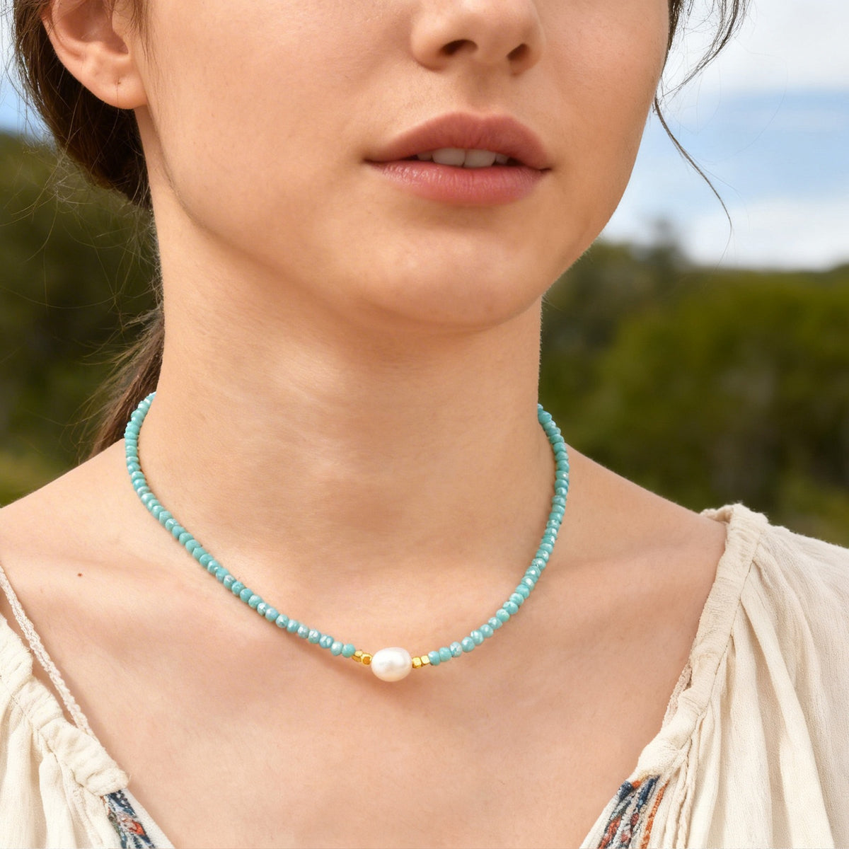 Alloy Devil's Eye Crystal Beaded Women's Beaded Collarbone Chain Necklace