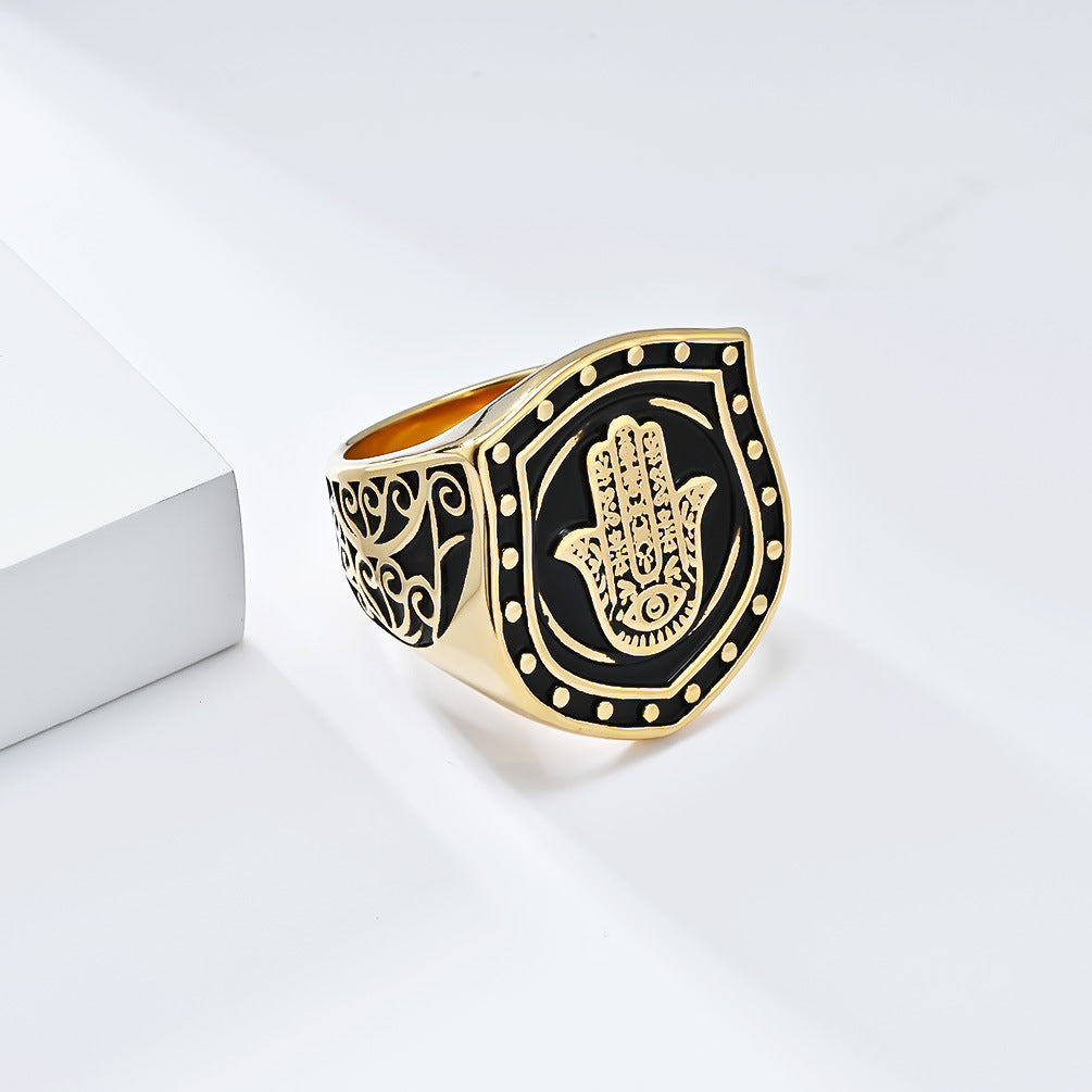 Planderful Everyday Genie Titanium Steel Ring For Retro Hip Hop Fans Exaggerated High End Niche Design Jewelry