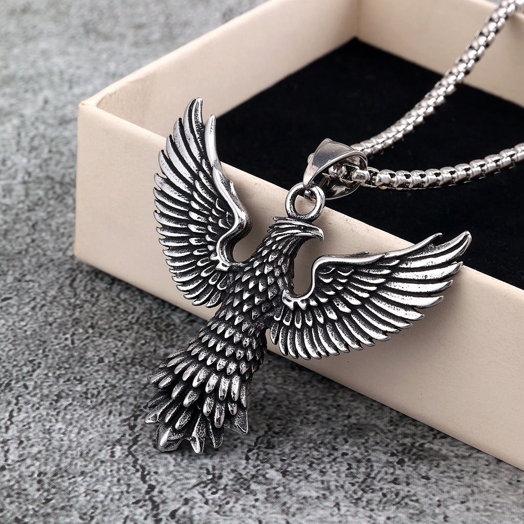 Vintage Eagle Stainless Steel Pendant Necklace