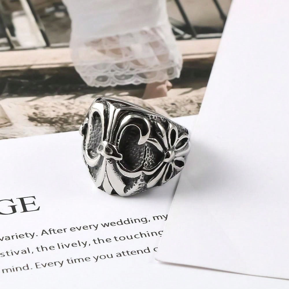 Punk Mysterious Pattern Titanium Steel Ring Male – Rice Flower Ring