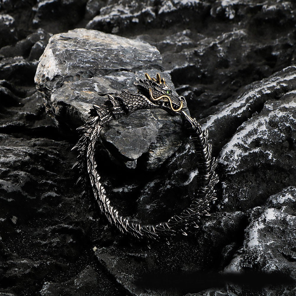 Punk Men's Titanium Steel Dragon Bracelet Teen Dragon Lin Bracelet
