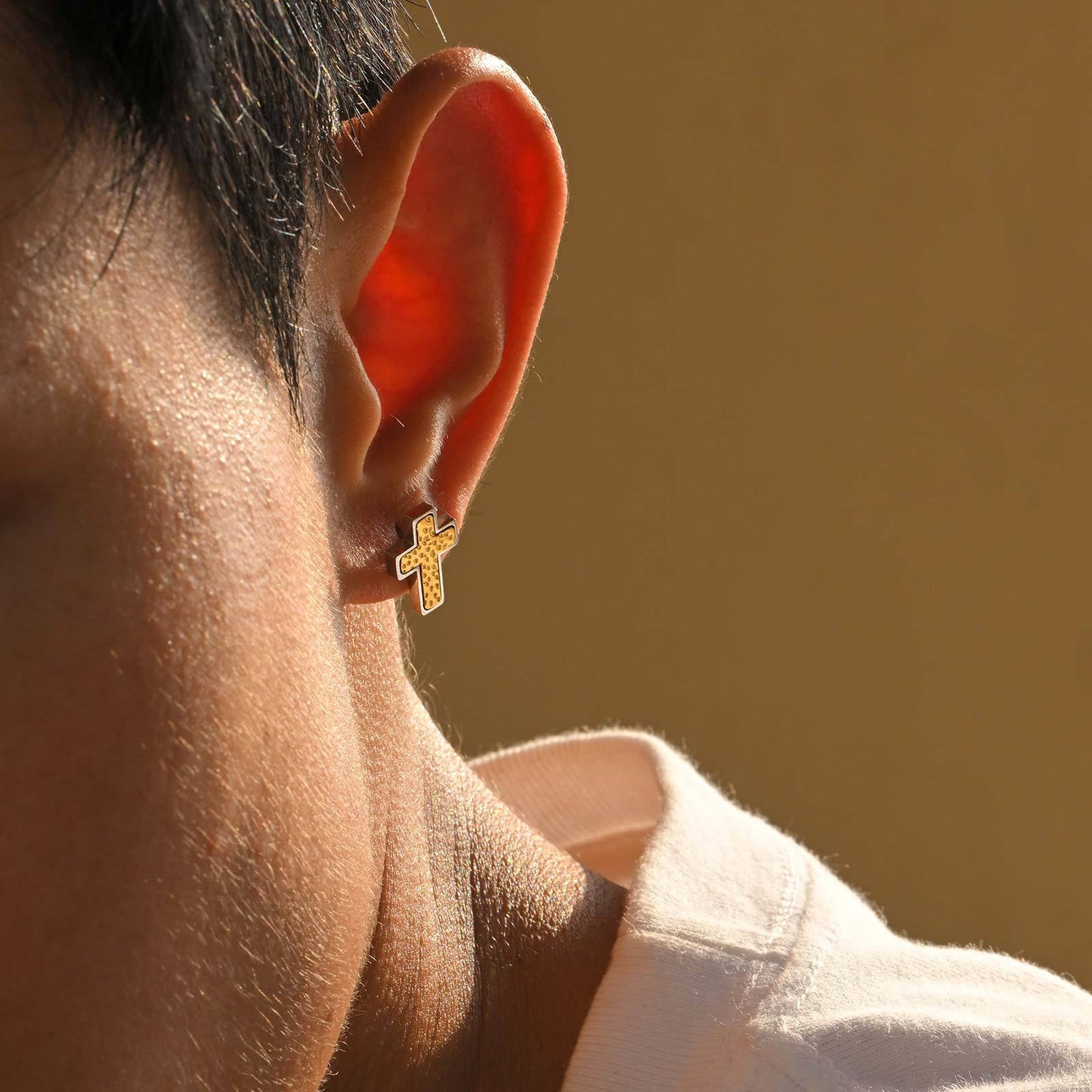 Planderful Men's Stainless Steel Hammer Cross Earrings