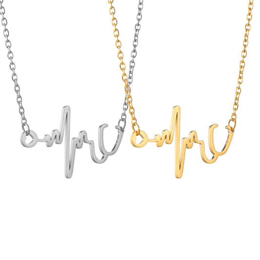 Heartbeat Love Stainless Steel Sweater Chain Necklace - Wholesale Boutique Jewelry