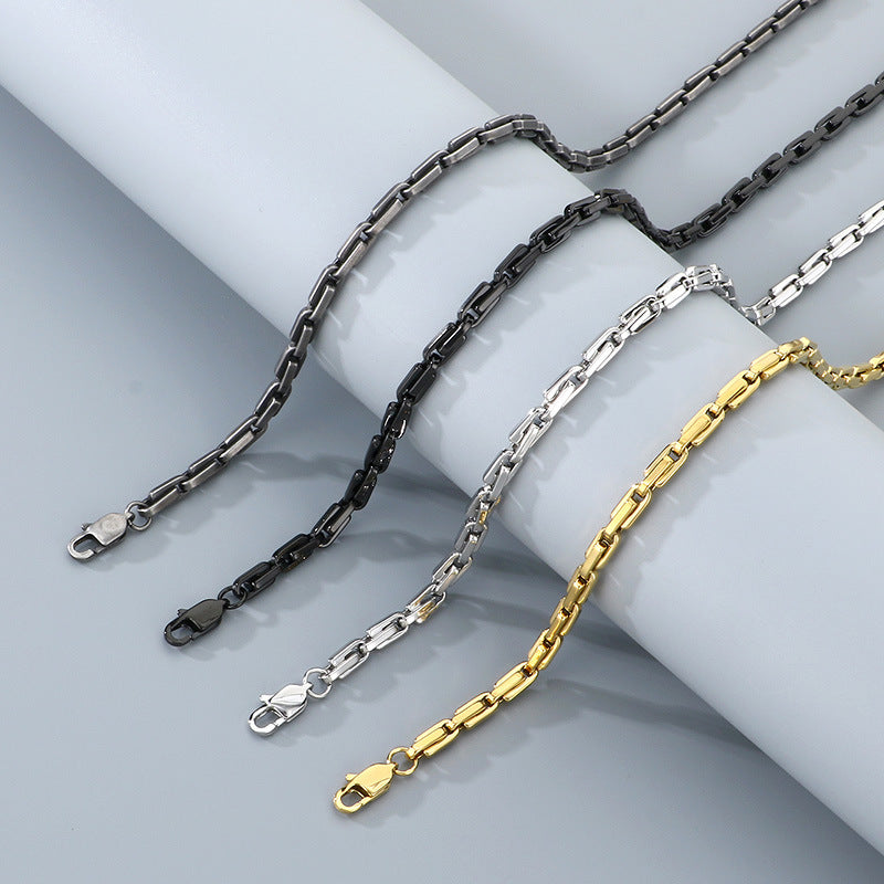 Japanese Buckle Necklace And Bracelet Set Titanium Steel Men