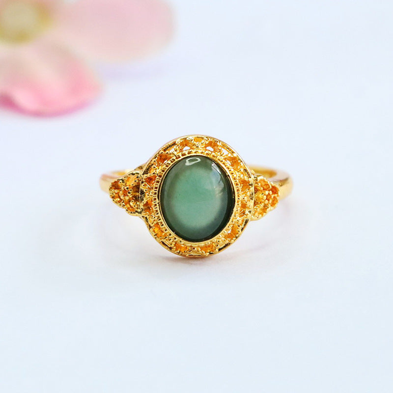 Blue-Water Jadeite Openwork Ring