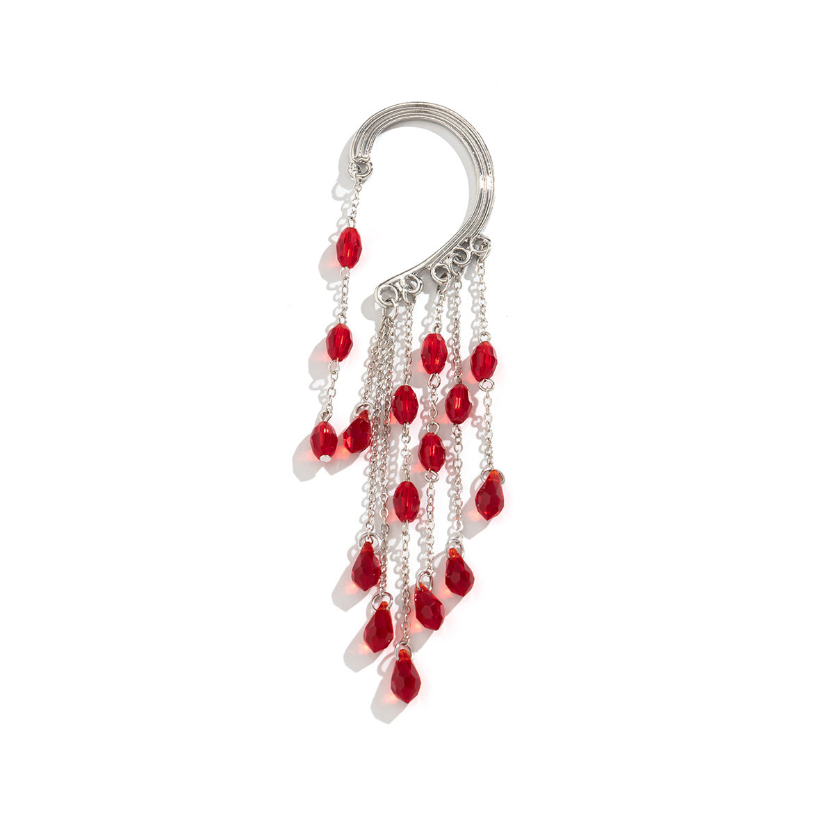 Blood Drop Tassel Earrings with Crystal Pendant and Gothic Flair