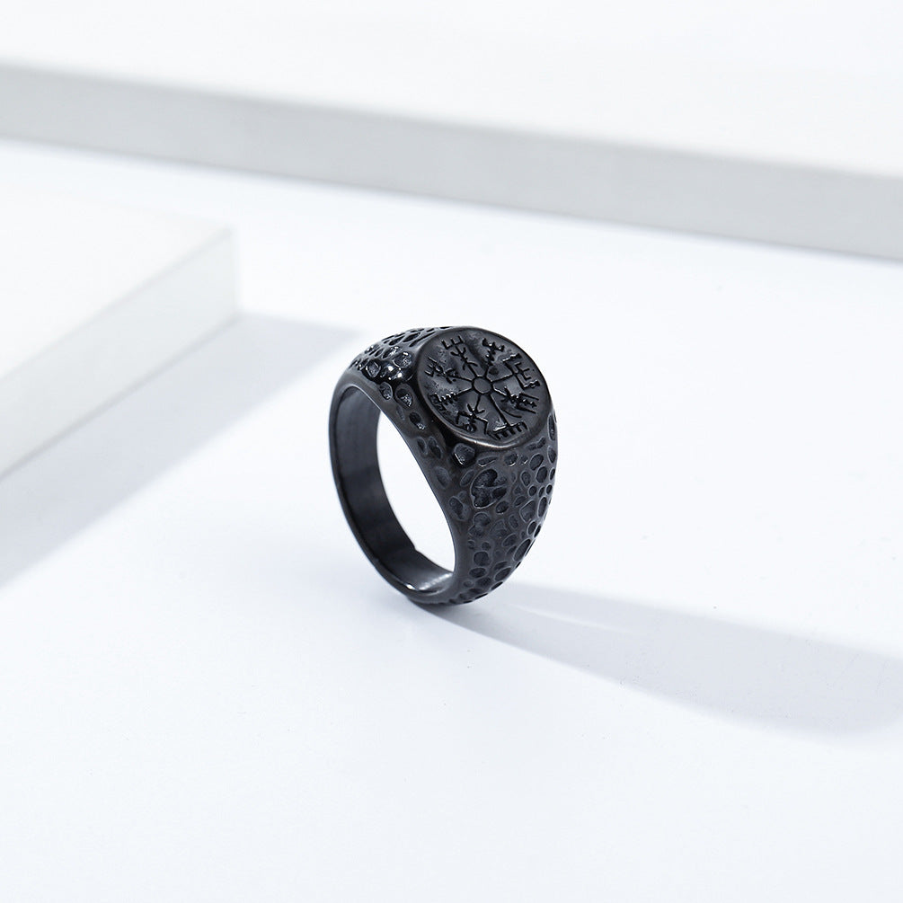 Vintage Nordic Viking Compass Stainless Steel Ring for Men