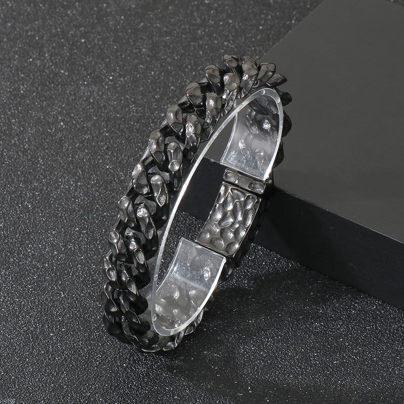 Planderful Beating Pattern Cuban Chain Men Bracelet