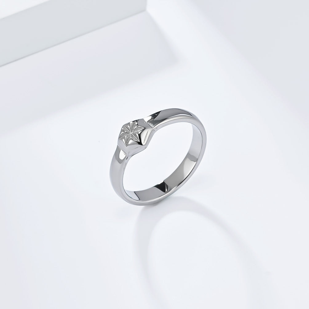 Planderful Hexagonal Titanium Steel Ring For Men And Women Durable High End Jewelry Couple Gift