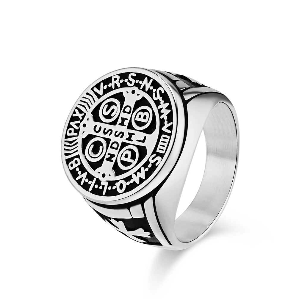 Steel Ring – Vintage Cross Exorcist For Men
