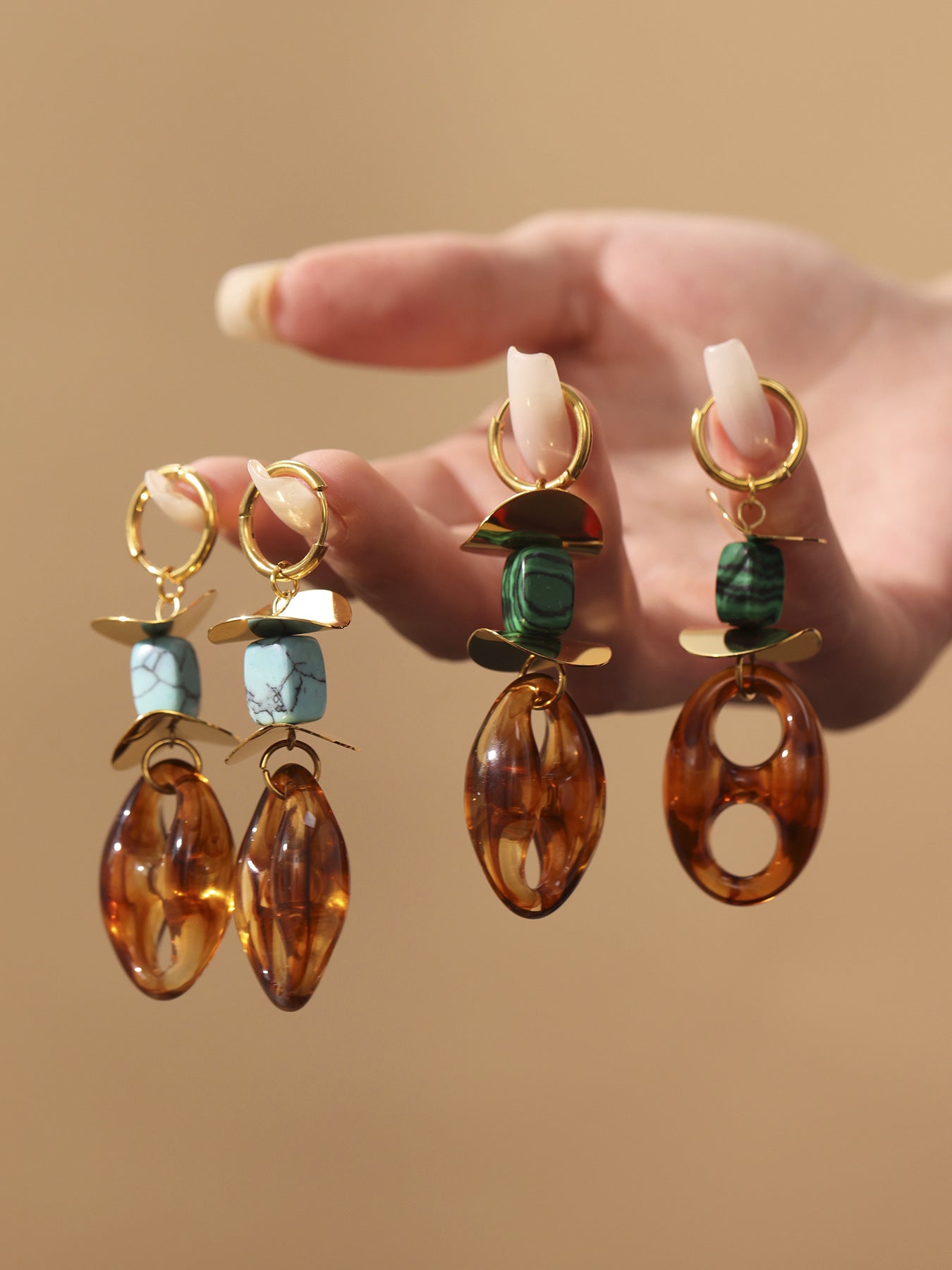 Planderful Merade Oval Resin Pig Nose Stud Earrings Trendy