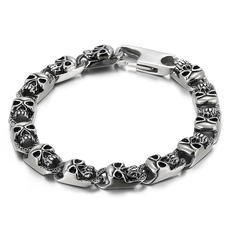 Antique Men's Titanium Steel Skull Bracelet