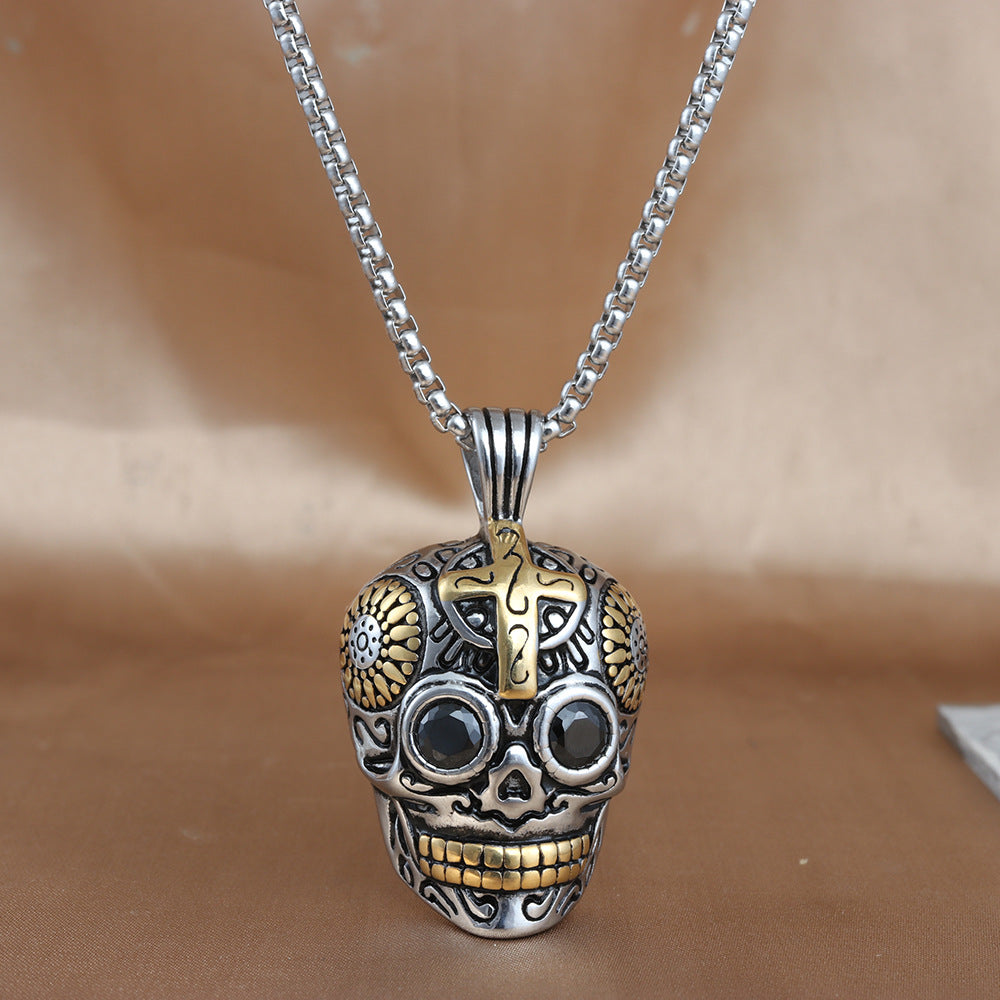 European And American Stainless Steel Skull Pendant Necklace
