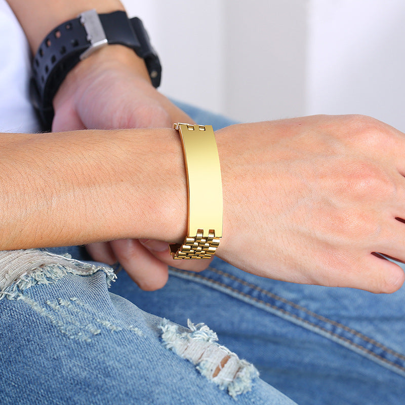 21.5CM Stainless Steel Curved Brand Bracelet Men's Jewelry