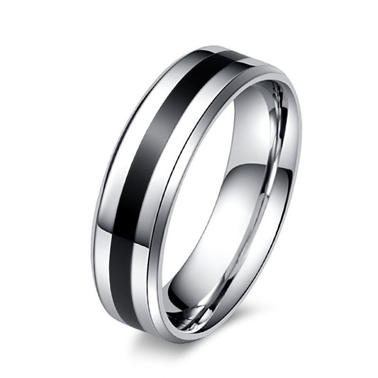 Titanium Steel Black Belt Ring Korean Version Men's Jewelry