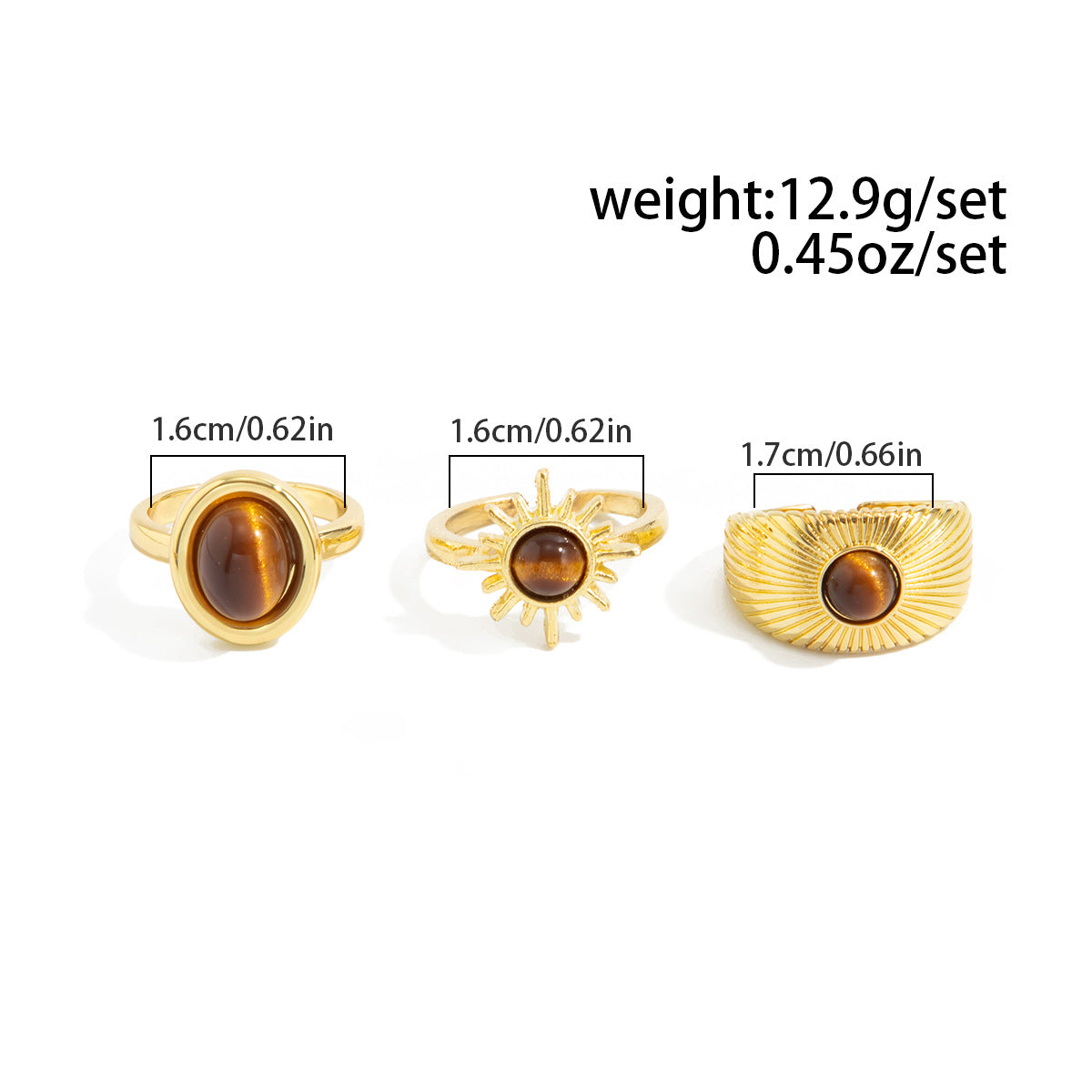 Tiger Eye Open Ring Planderful Collection Vienna Verve For Women Statement Lava Stone Jewelry