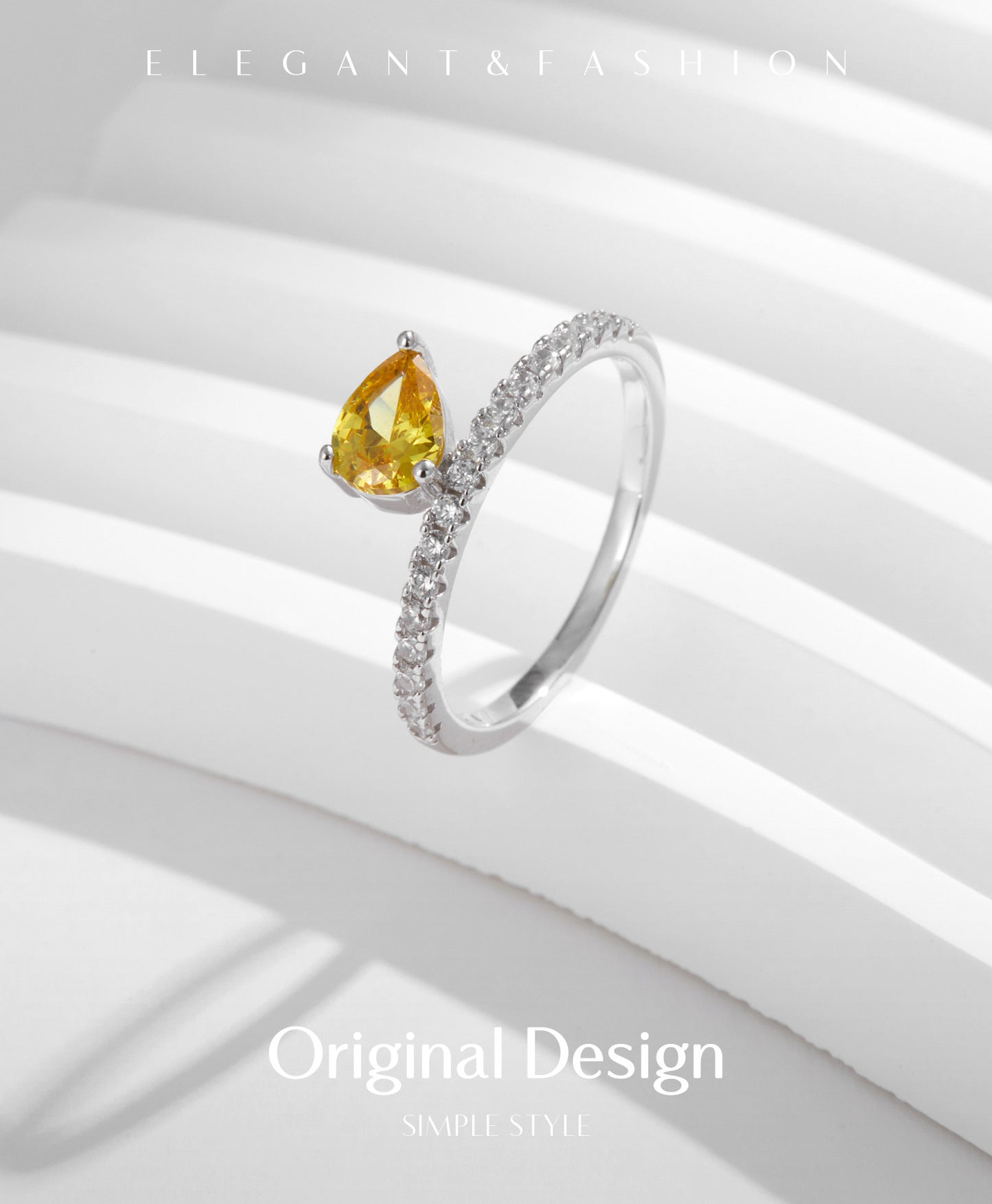 Planderful Gala Fireworks Ring – Shiny Water Drop Zircon Design