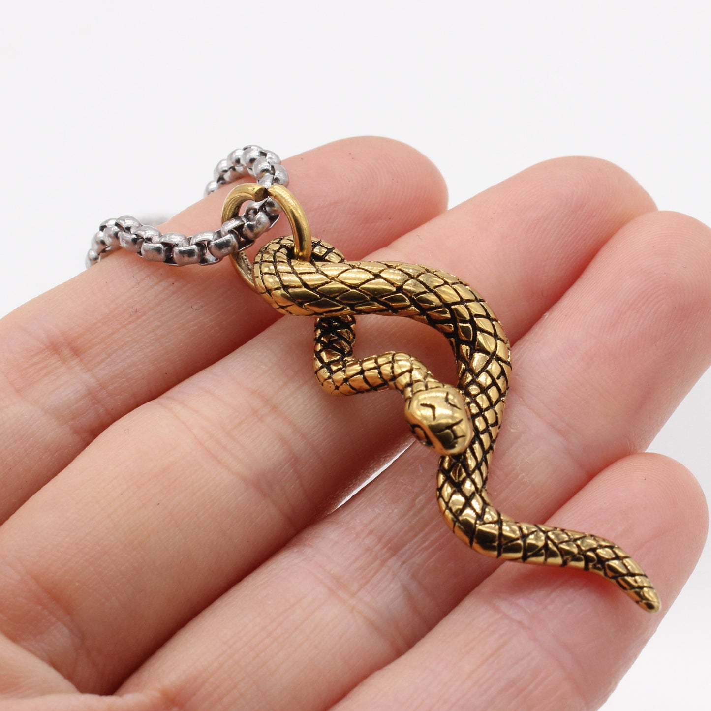 Personalized European and American Titanium Steel Snake Pendant for Men in Wholesale Jewelry