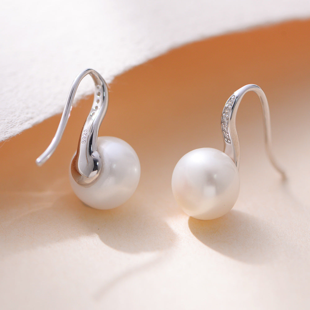 Planderful S925 Silver Pearl Earrings With Micro Inlaid Zircon Elegant Lightweight Luxury For Fashionable Women