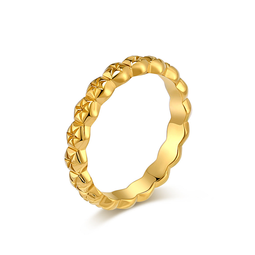 Planderful Gold Plated Titanium Steel Ring For Women Everyday Genie Elegant Daily Wear Jewelry