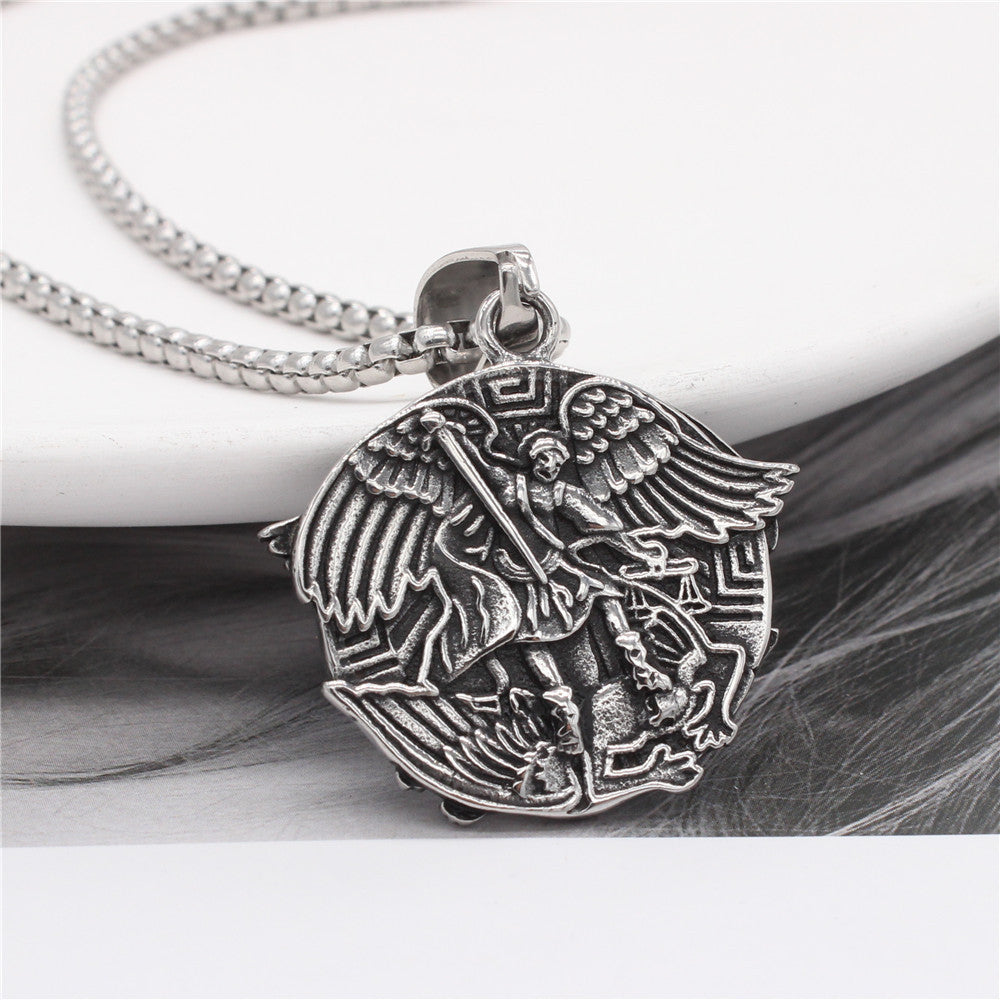Ancient Greek God Of War Angel Wings Pendant Titanium Steel For Men Unisex Premium Protection Planderful
