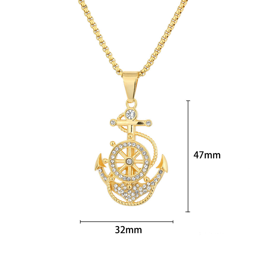 Steel Pendant - Elegant Navy Anchor