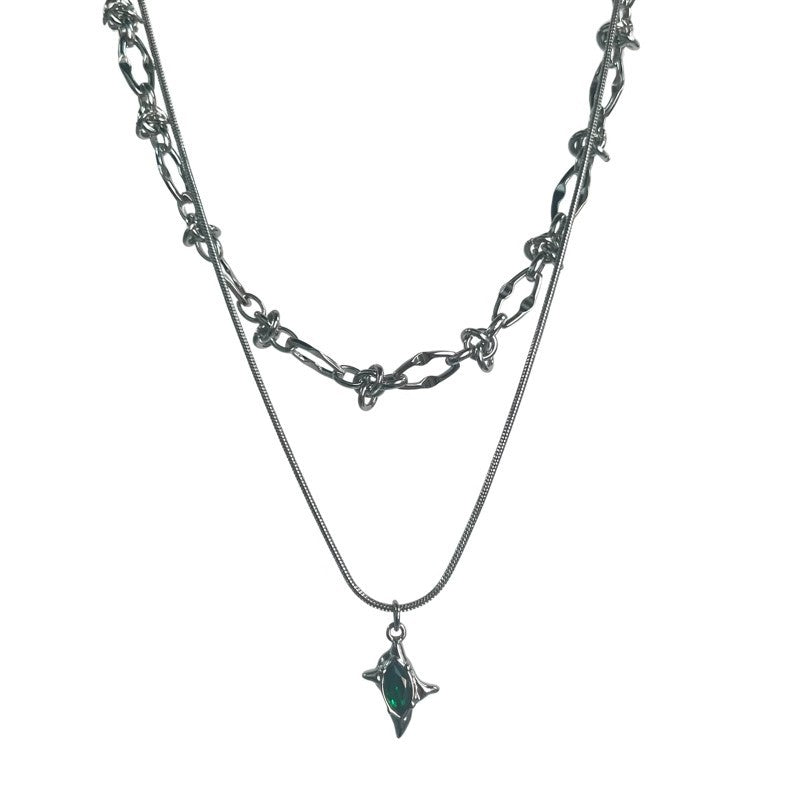 Planderful Jewelry Gemini Star Necklace Double Layer Steel Chain Layered Collarbone Trend